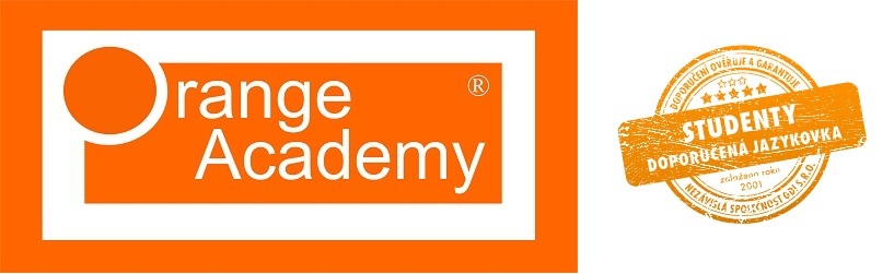 Logo Orange Academy a certifikát Studenty ověřená jazykovka